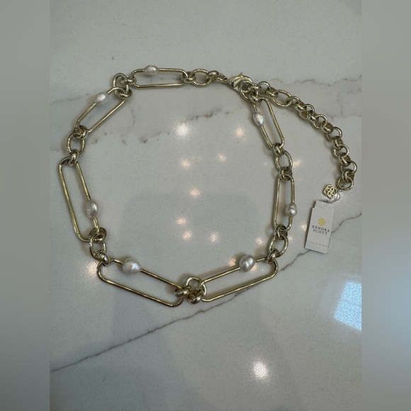Kendra Scott chunky gold necklace with pearls NWT - Picture 1 of 6